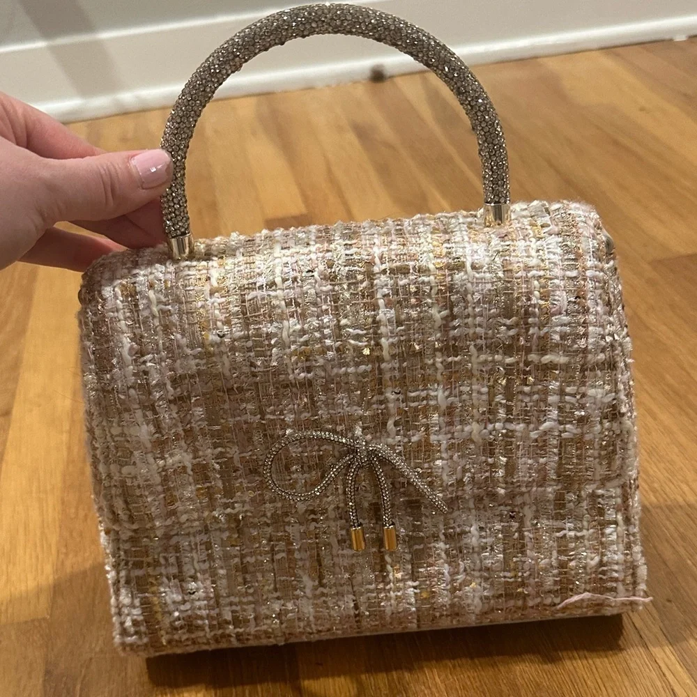 LC Lauren Conrad | Elegant Tweed Handbag with Chain Handle - Picture 2 of 16